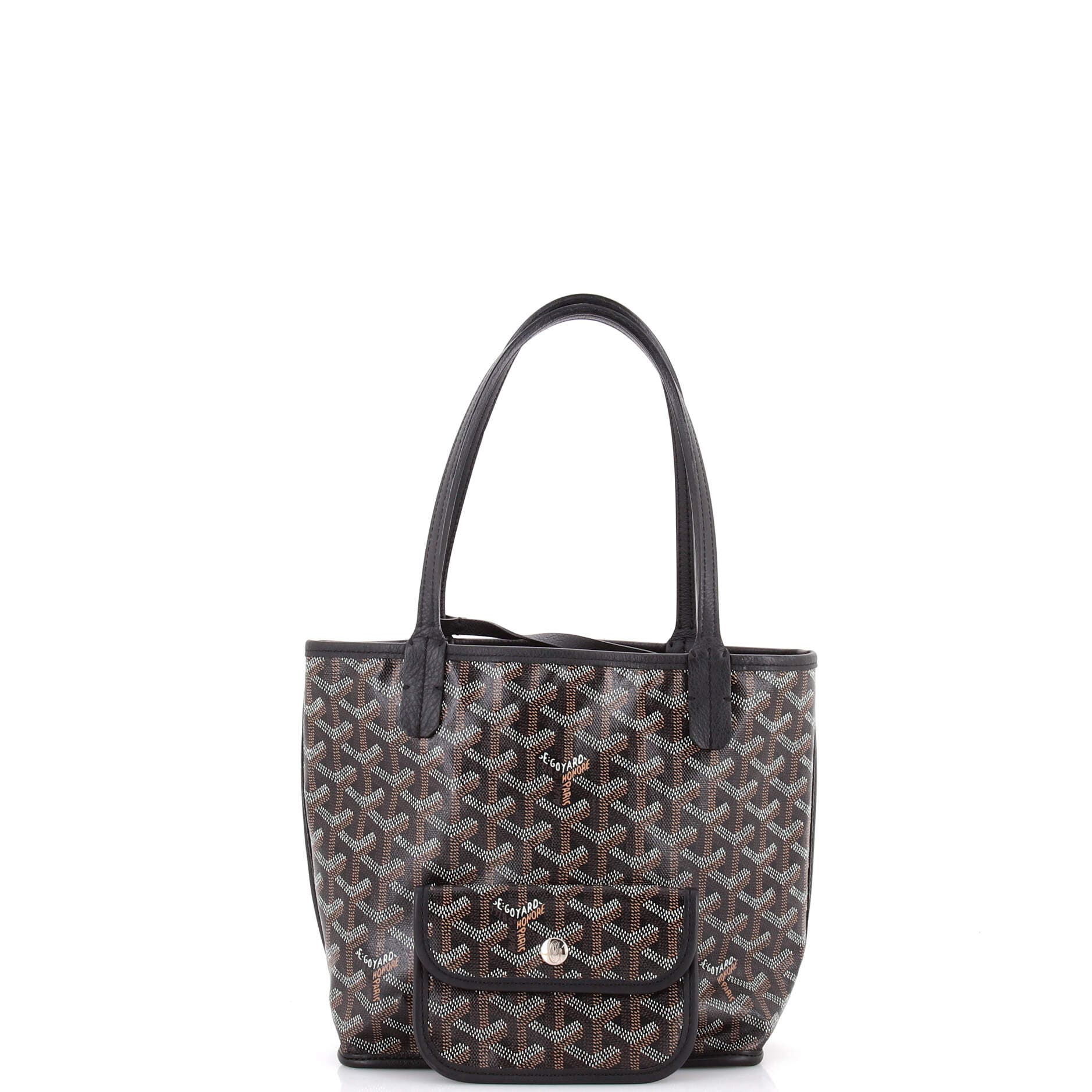 Pre-Owned Goyard Anjou Reversible Tote Coated Canvas Mini, Alternate, color, Black