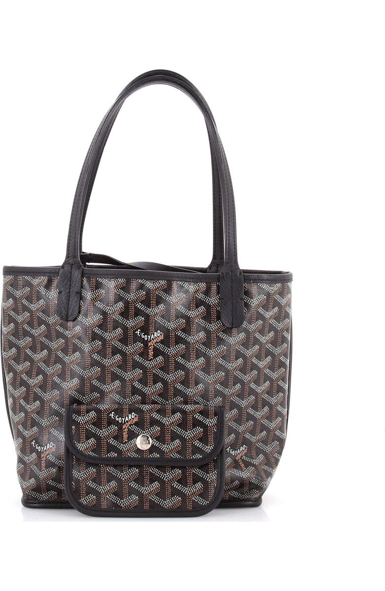 Pre-Owned Goyard Anjou Reversible Tote Coated Canvas Mini, Alternate, color, Black