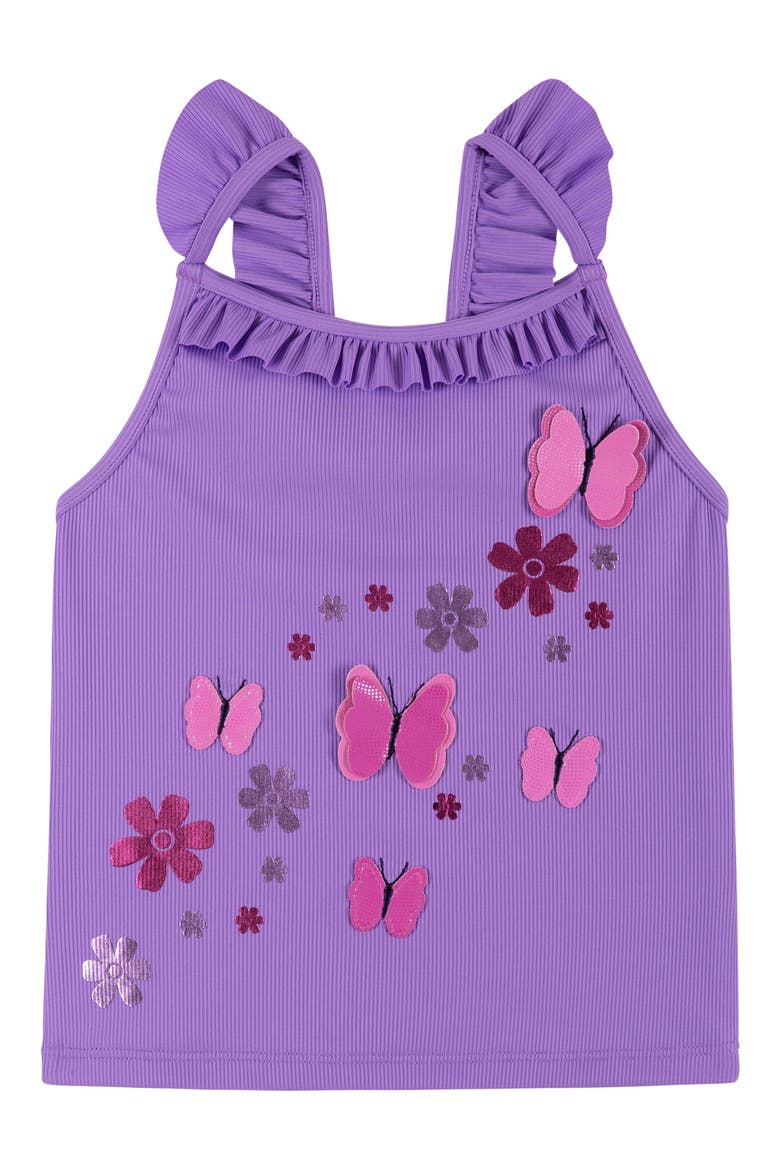 Kids' Appliqué Ruffle Two-Piece Swimsuit, Alternate, color, PURPLE