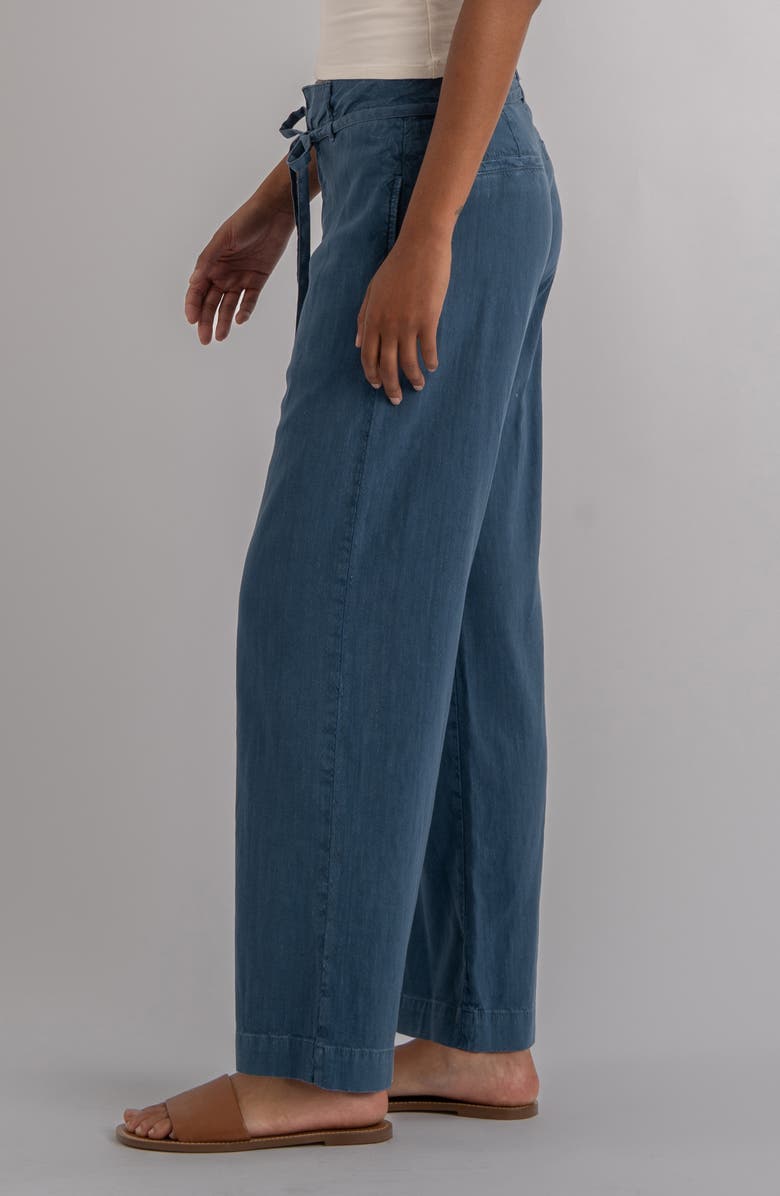 KUT from the Kloth Meg Drawstring Wide Leg Linen Blend Pants, Alternate, color, Coastal Blue