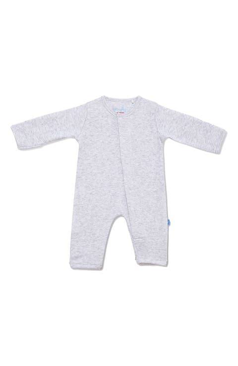 Simply Light Grey Mélange Organic Cotton Magnetic Closure Romper (Baby)