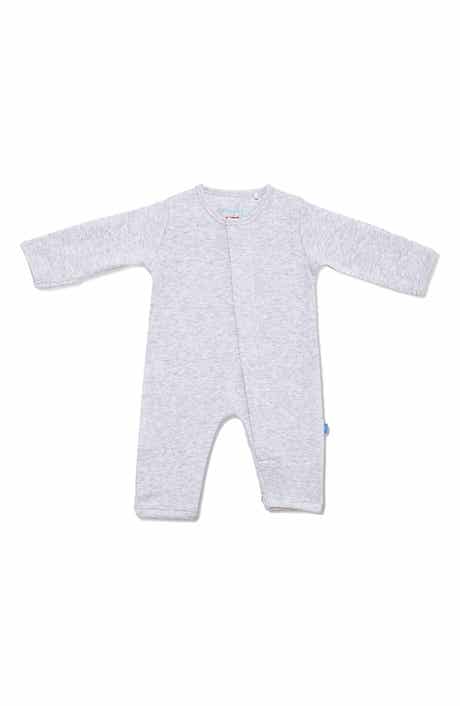 Magnetic Me Simply Light Grey Mélange Organic Cotton Magnetic Closure Romper