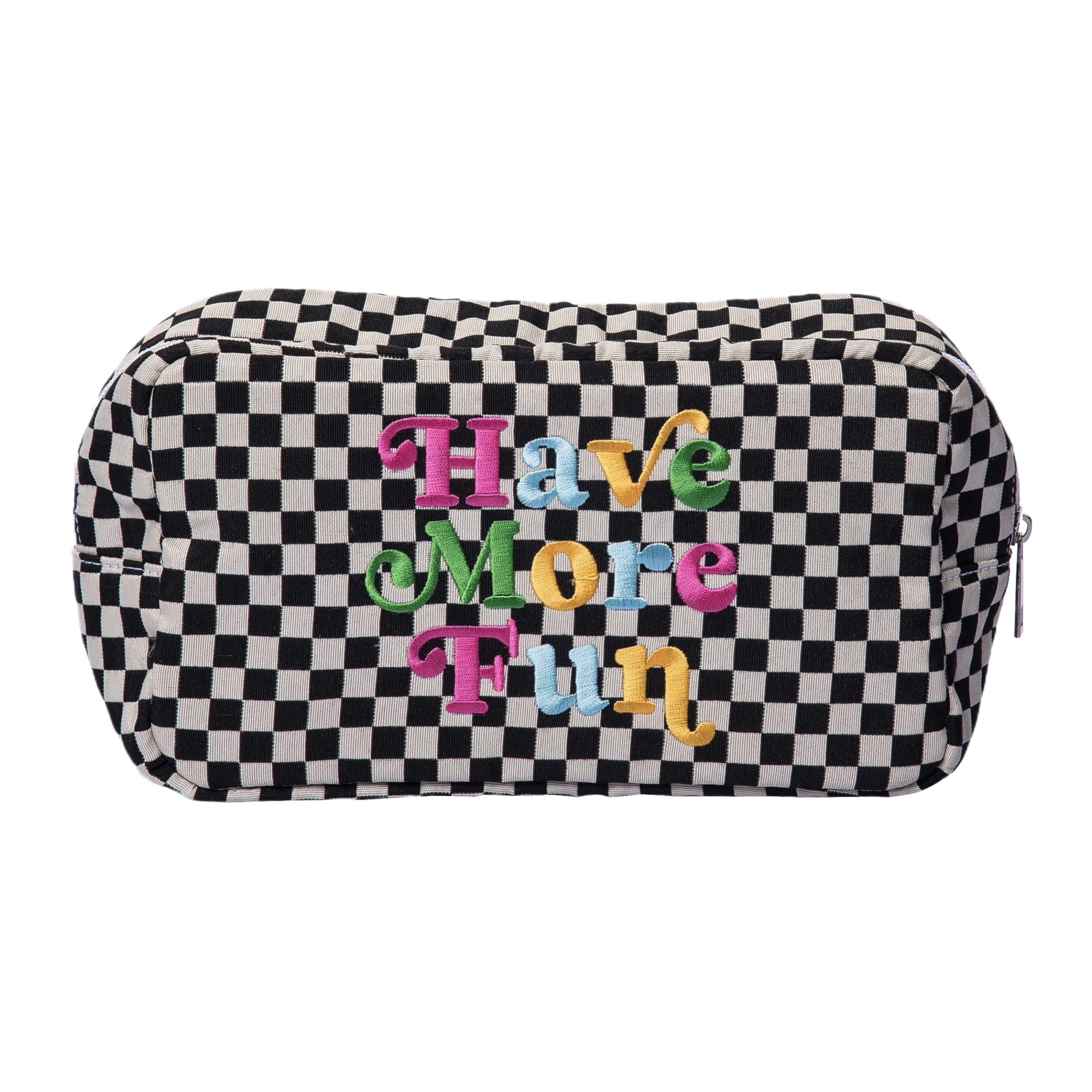 Have More Fun Checkered Bag Polyester Black, Main, color, Black