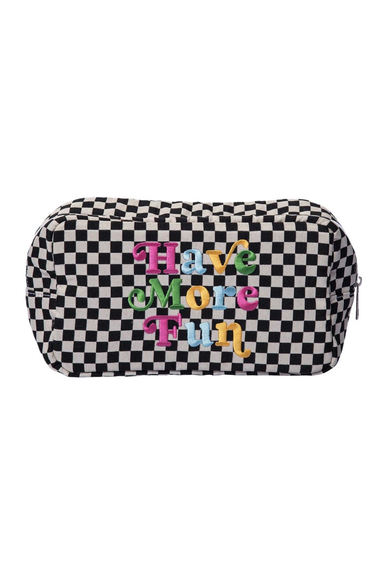 Have More Fun Checkered Bag Polyester Black, Main, color, Black