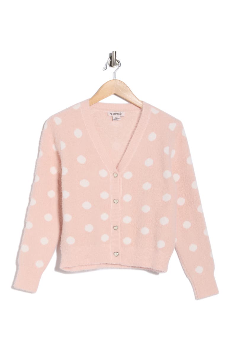 Polka Dot Cardigan, Alternate, color, PALE PINK/ WHITE
