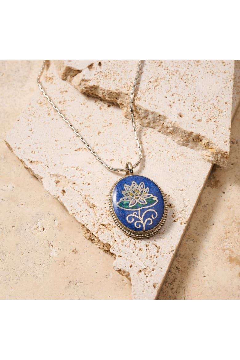 Lotus Mosaic Pendant Necklace, Alternate, color, Multi Color