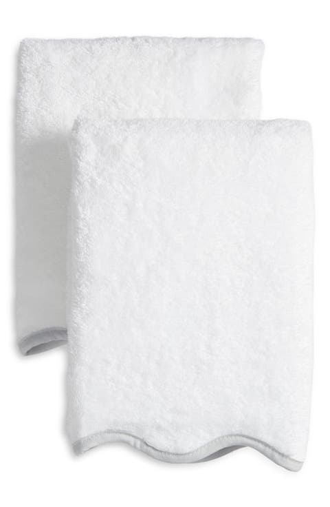 2-Pack Scalloped Organic Cotton Terry Hand Towels