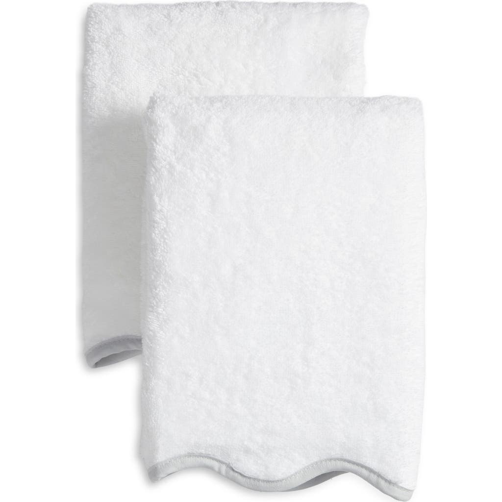 Weezie 2-pack Scalloped Organic Cotton Terry Hand Towels In Gray