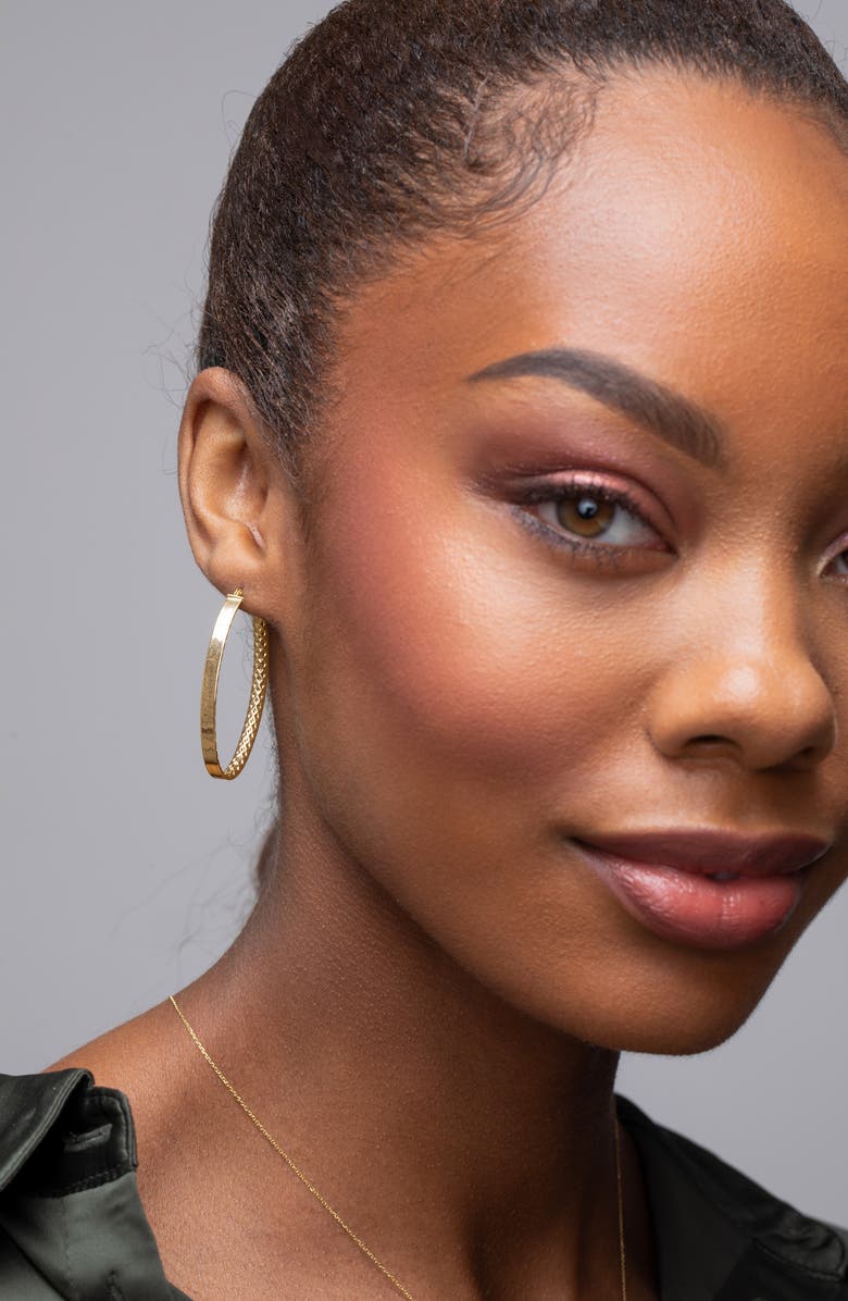 Bony Levy Liora 14K Gold Textured Hoop Earrings, Alternate, color,