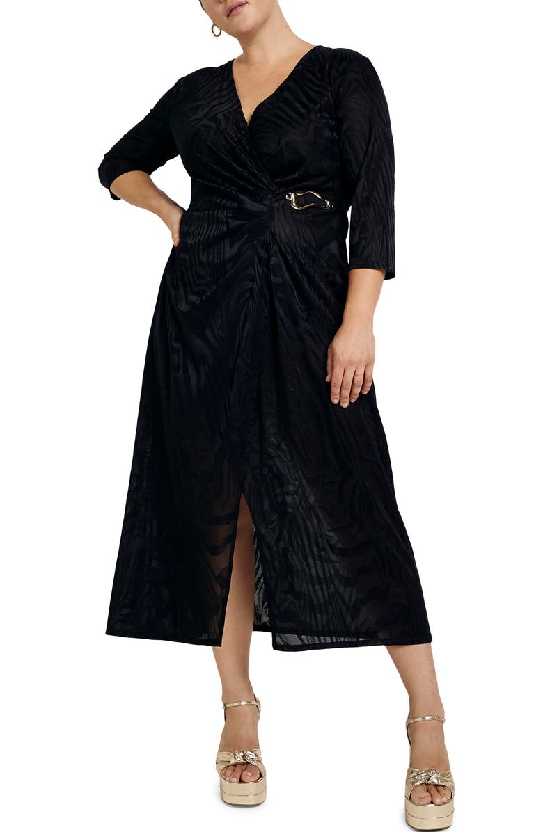 River Island Zebra Print Midi Dress, Main, color, 