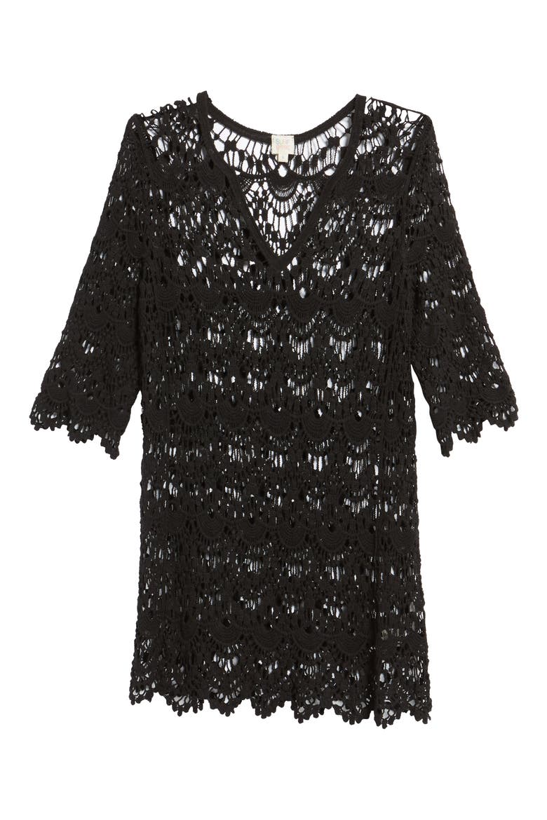 Crochet Cover-Up Tunic, Main, color, BLACK