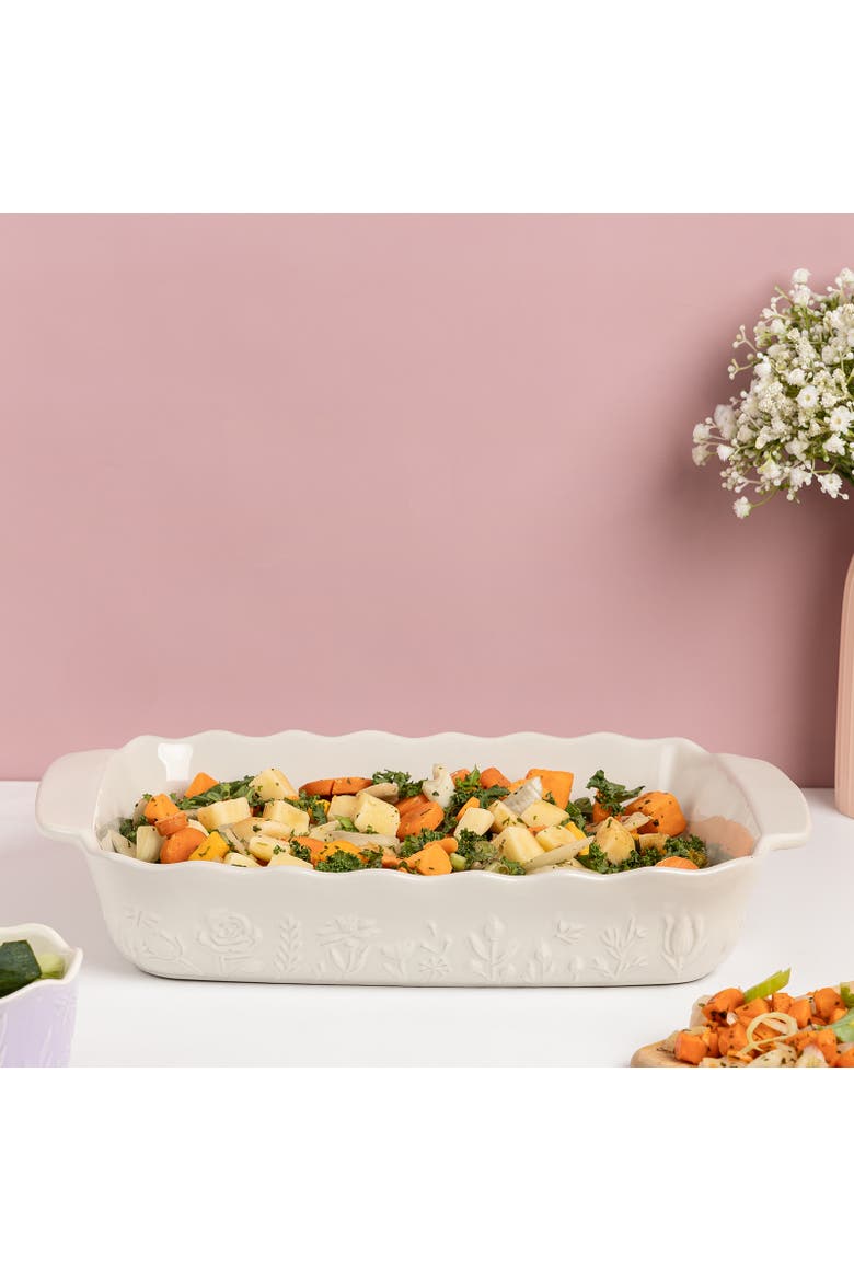 In The Meadow Large Rectangular Baker, Alternate, color, Cream