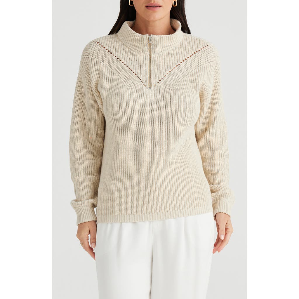 Brave+True Marden Quarter Zip Sweater in Natural