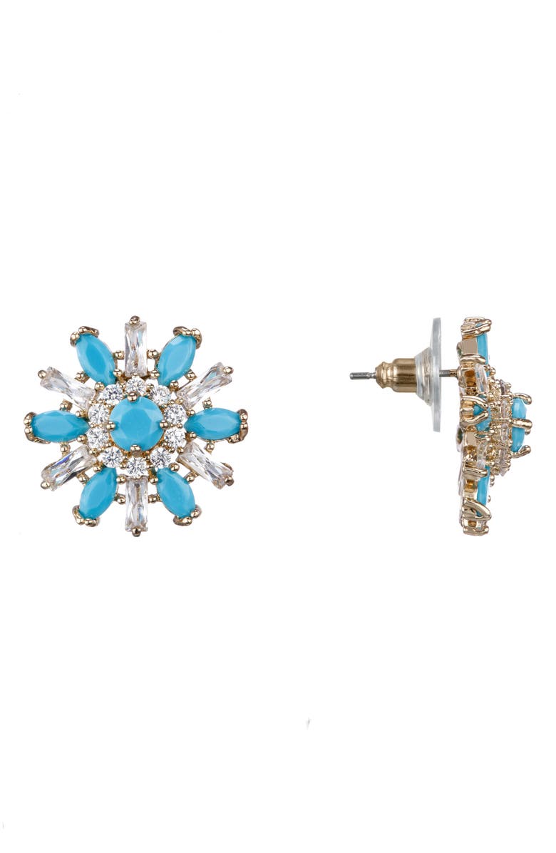 NINA JEWELRY Nina Floral Geometric Crystal Earrings, Main, color,
