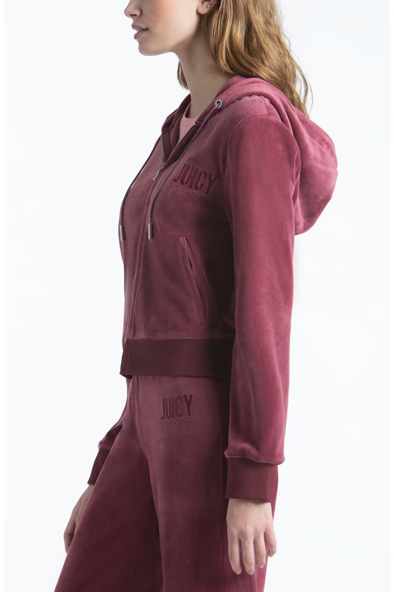 Classic Logo Velour Hoodie, Alternate, color, WINE