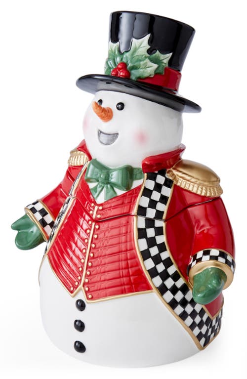 Spode Christmas Snowman Cookie Jar In Green