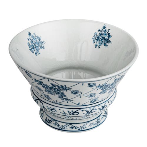 Storied Home Round Blossom Porcelain Bowl, Blue And White
