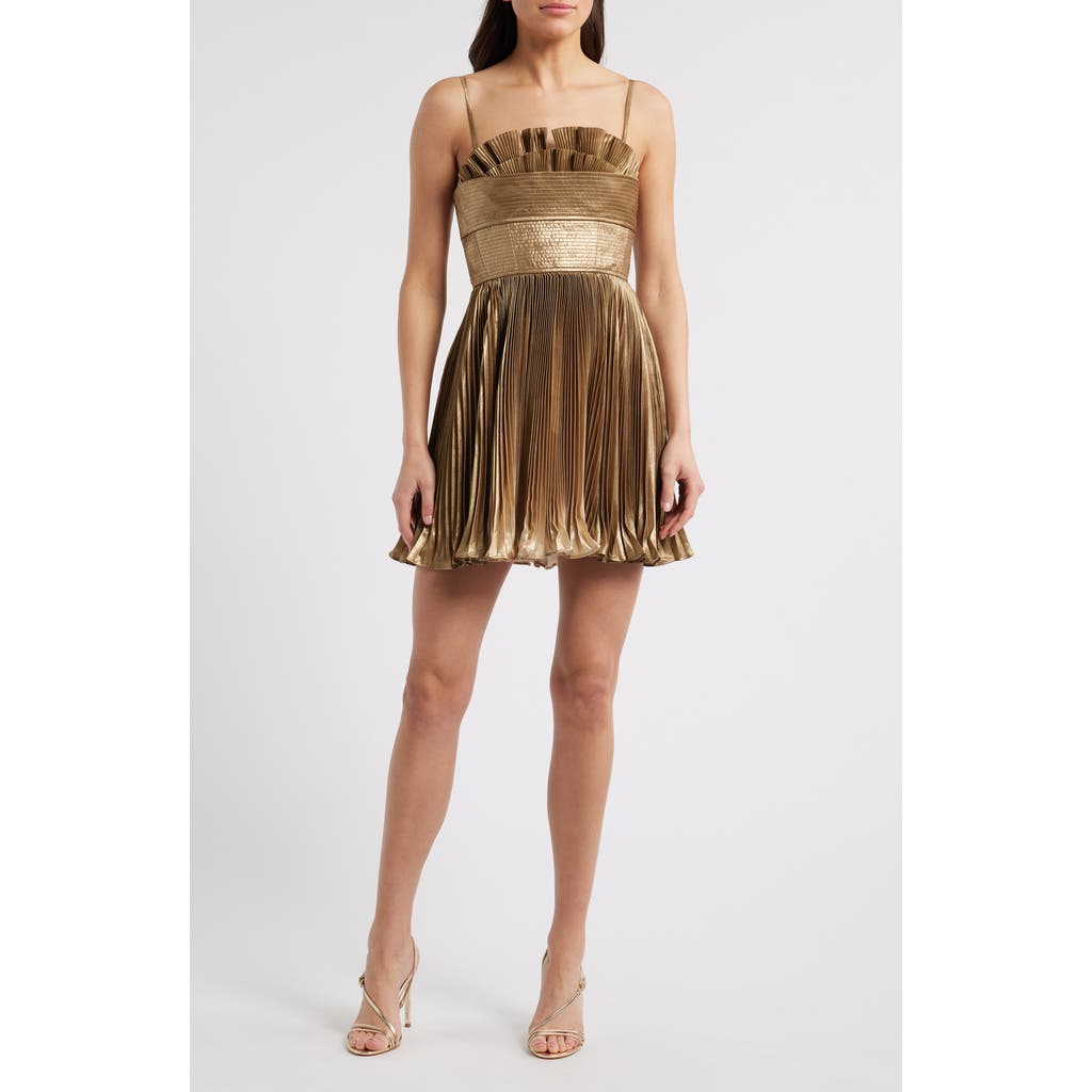 Acler Holcot Pleated Cocktail Minidress In Gold Ombre