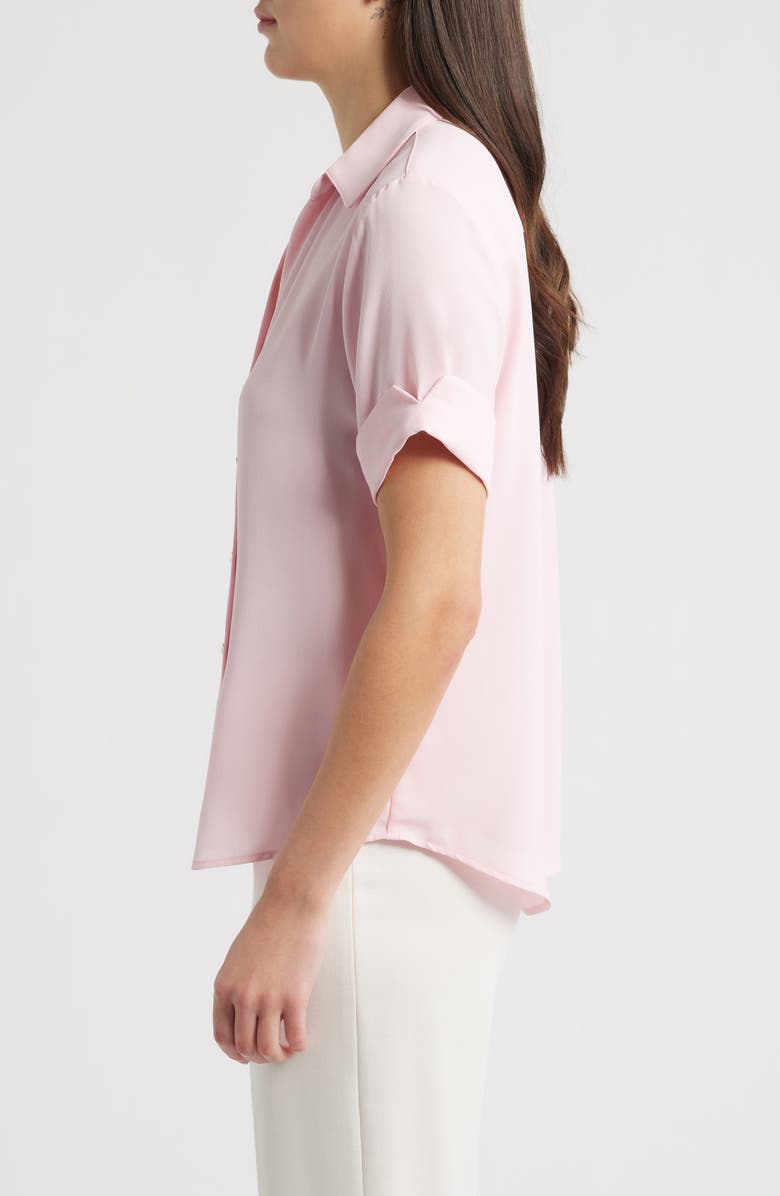 AK ANNE KLEIN Crepe Shirt, Alternate, color, Peony Pink