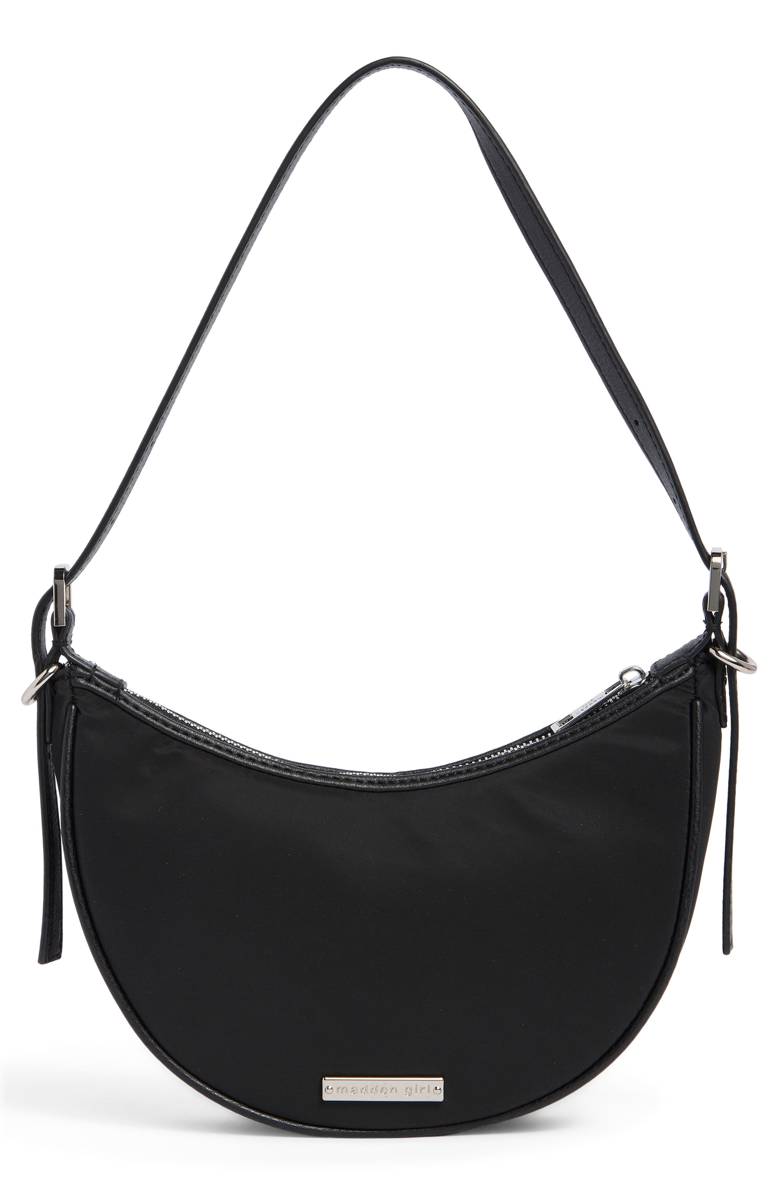 Madden Girl Crescent Shoulder Bag, Alternate, color, Black