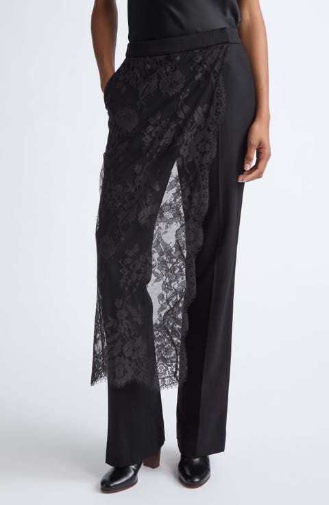 Valiant Lace Wrap Stretch Wool Straight Leg Pants