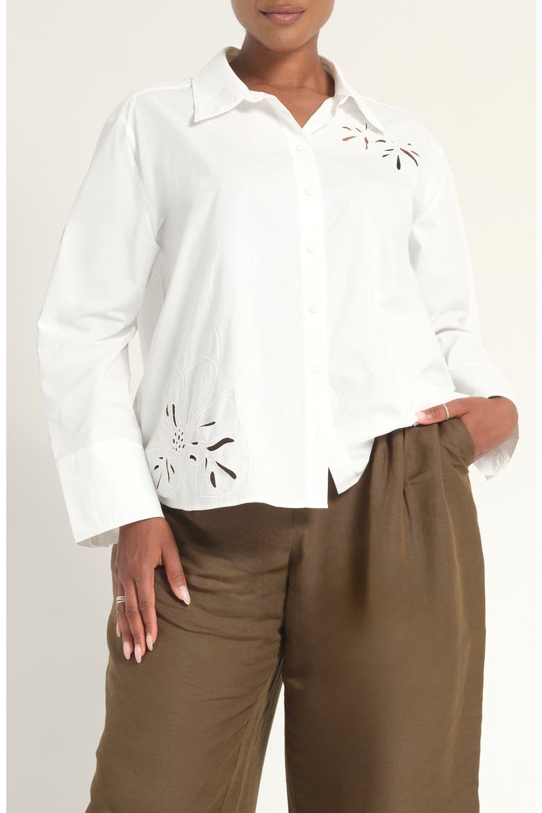 Kalani Eyelet Cotton Shirt, Main, color, DOVE