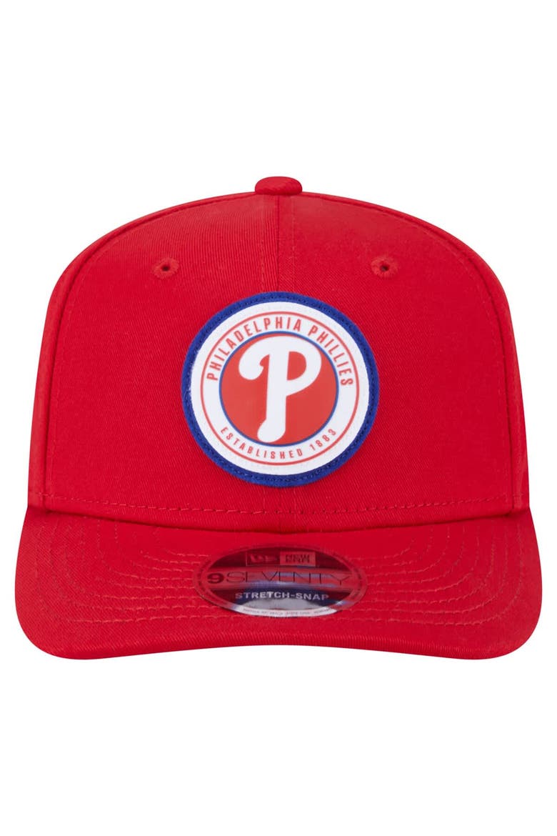 Men's New Era Red Philadelphia Phillies Circle Patch 9SEVENTY Stretch-Snap Hat, Alternate, color, Red