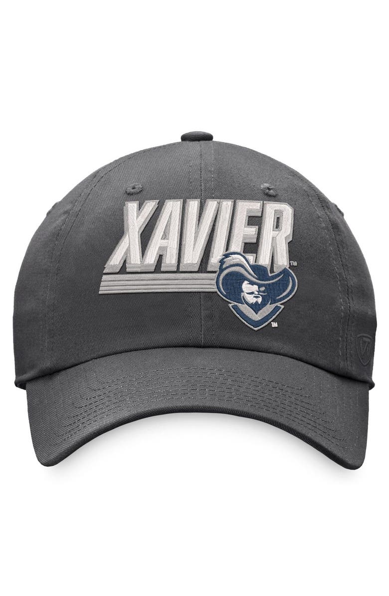 TOP OF THE WORLD Men's Top of the World Charcoal Xavier Musketeers Slice Adjustable Hat, Alternate, color,
