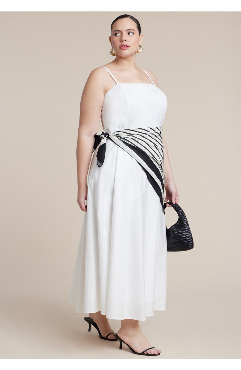 ELOQUII Scarf Detail Midi Dress, Alternate, color, Coconut Milk