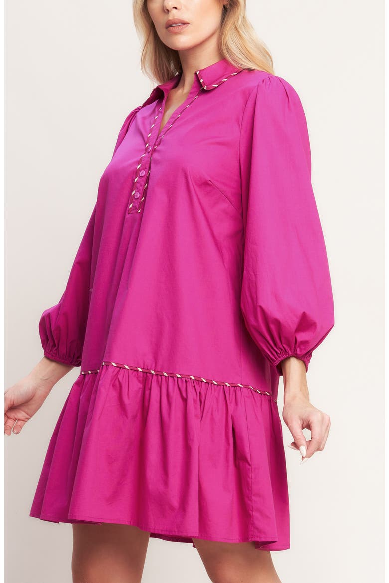 Solid Ruffle Trim Cotton Minidress, Alternate, color, FUCHSIA