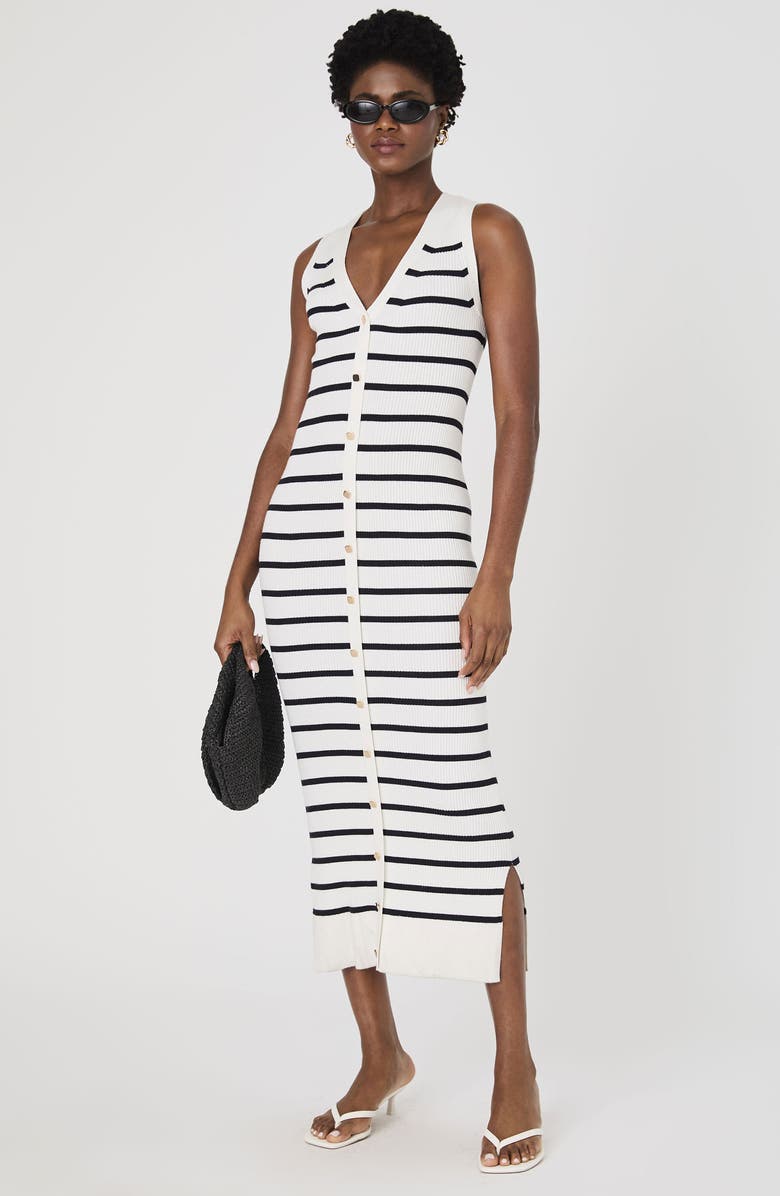 French Connection Nadina Sleeveless Rib Maxi Dress, Alternate, color, Smmr Wh-Washed Ink
