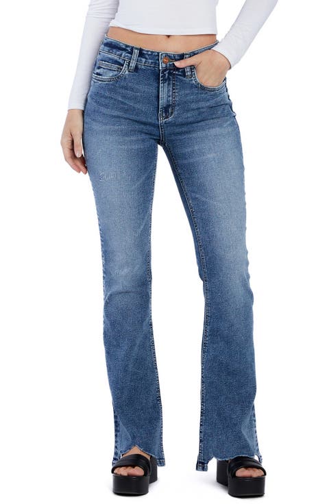 High Waist Chew Hem Flare Jeans (Summer Daze Blue)