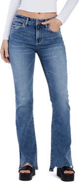 HINT OF BLU High Waist Chew Hem Flare Jeans