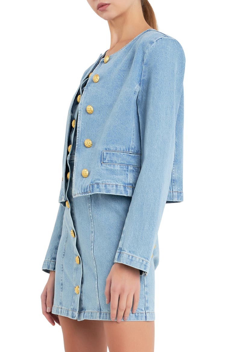 Crop Denim Jacket, Alternate, color, LIGHT BLUE