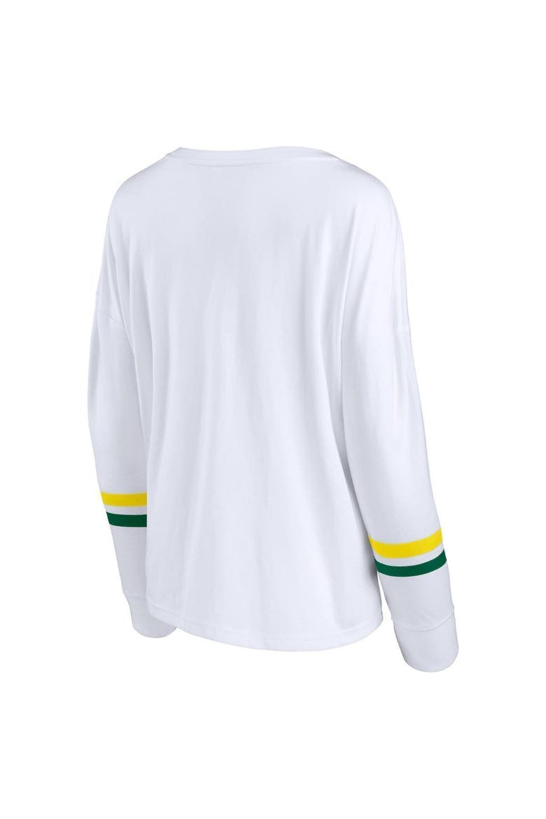 Women's Fanatics Branded White Oregon Ducks Retro Power Striped Long Sleeve T-Shirt, Alternate, color, White