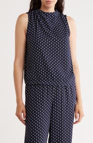 Bobeau Shirred Shoulder Shell