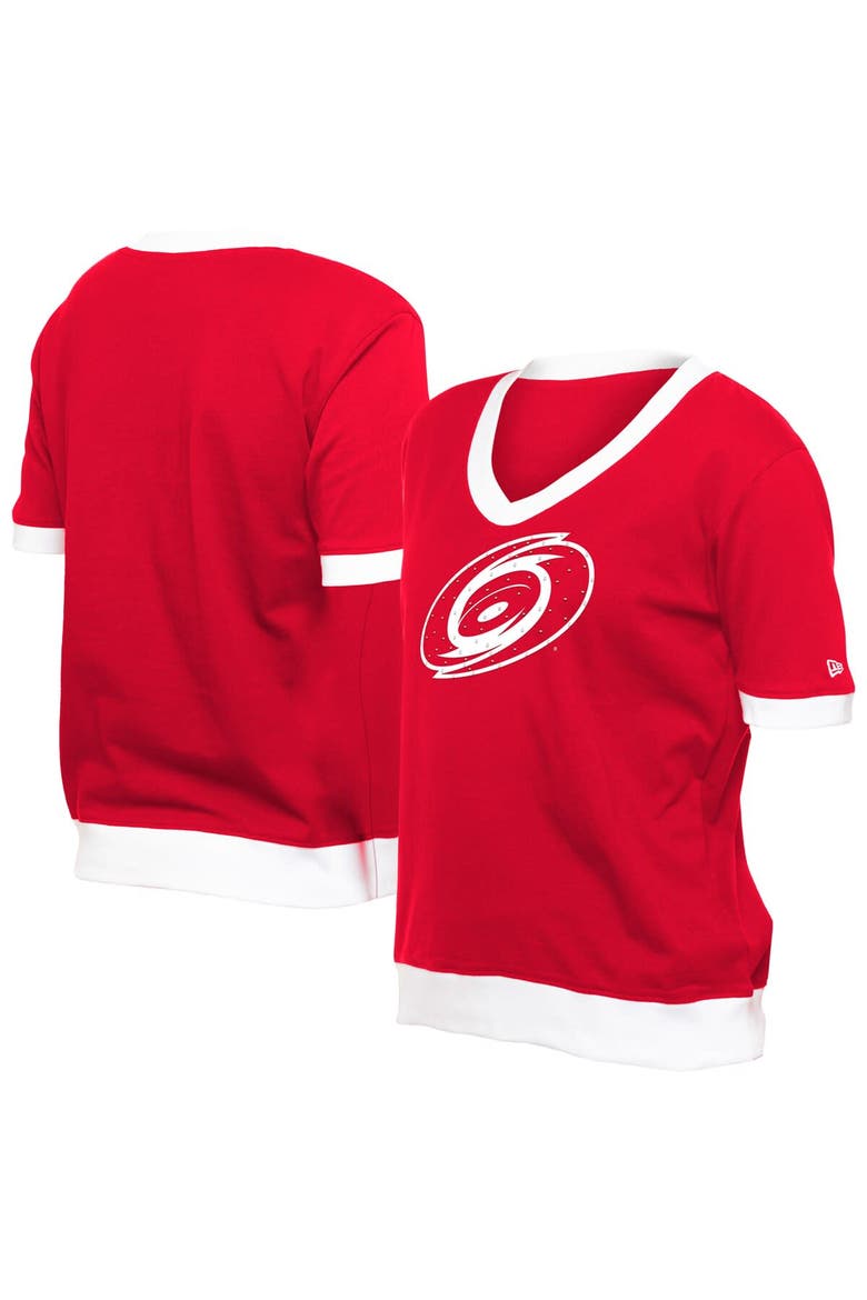 Women's New Era Red Carolina Hurricanes Game Day Rhinestuds T-Shirt, Main, color, Red