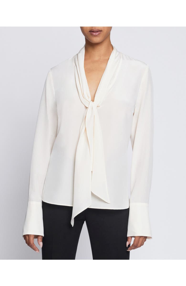 Santorelli AMANDA Long Sleeve Silk Blouse with Drop Neck Tie, Main, color, 