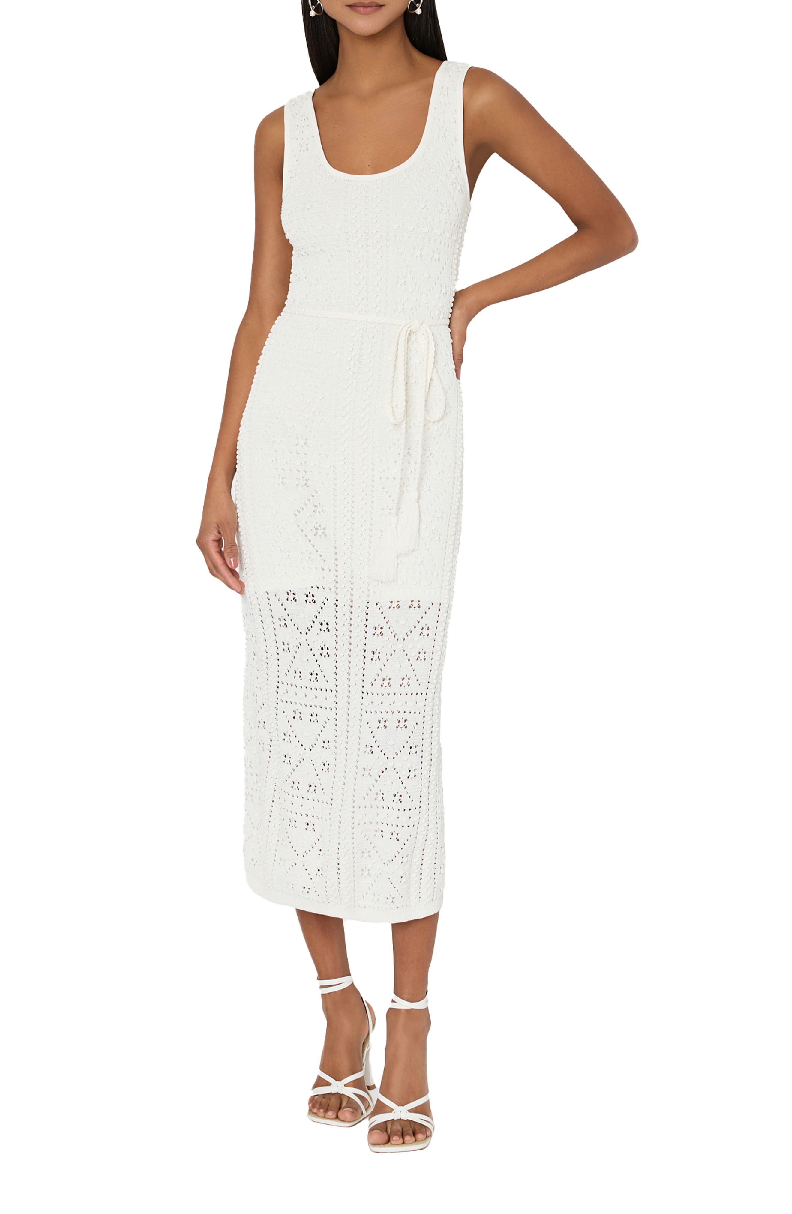 Bubble Pointelle Knit Midi Dress