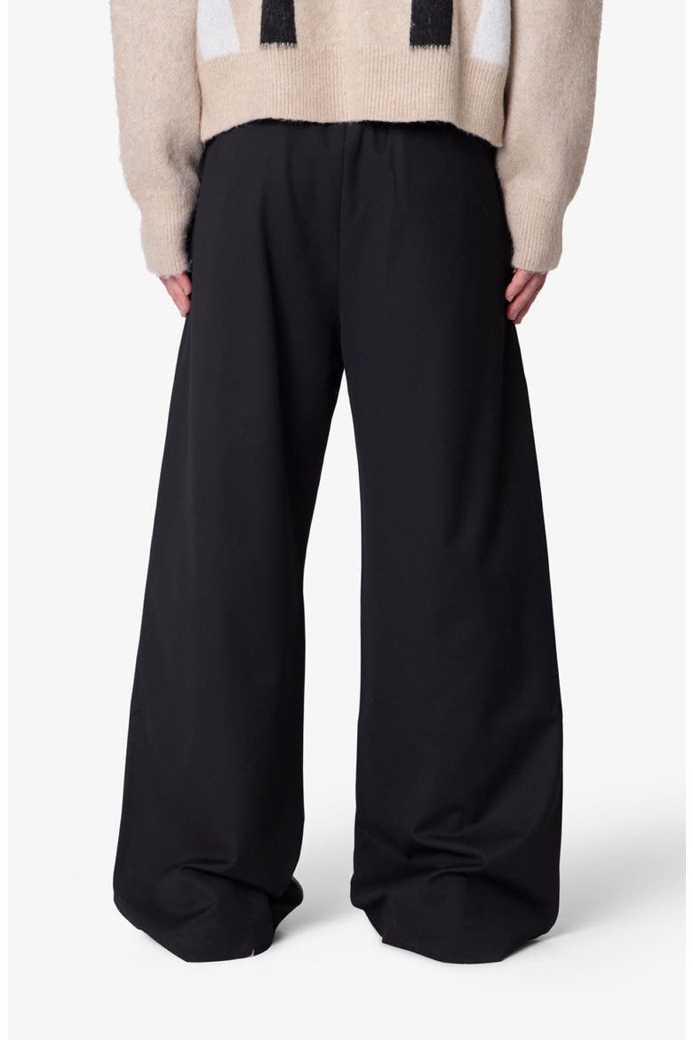 Pleated Wide Leg Cotton Blend Pants, Alternate, color, BLACK