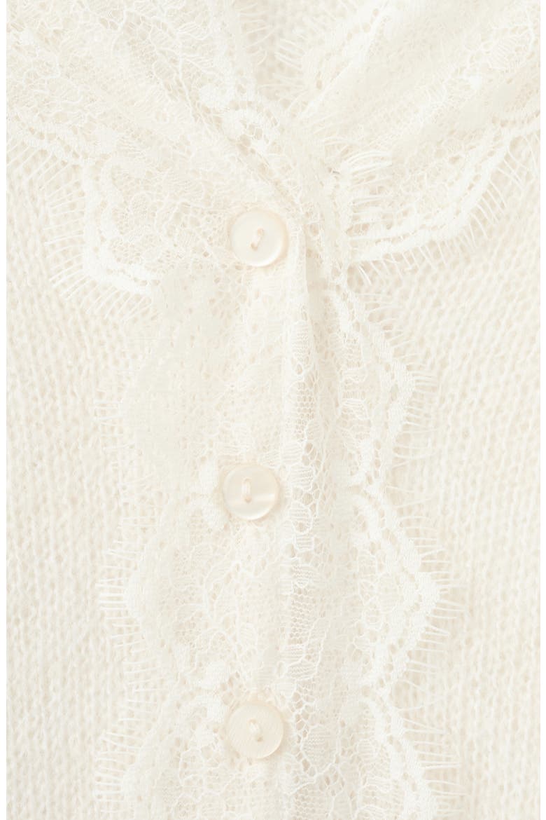Lace Trim V-Neck Cardigan, Alternate, color, ECRU