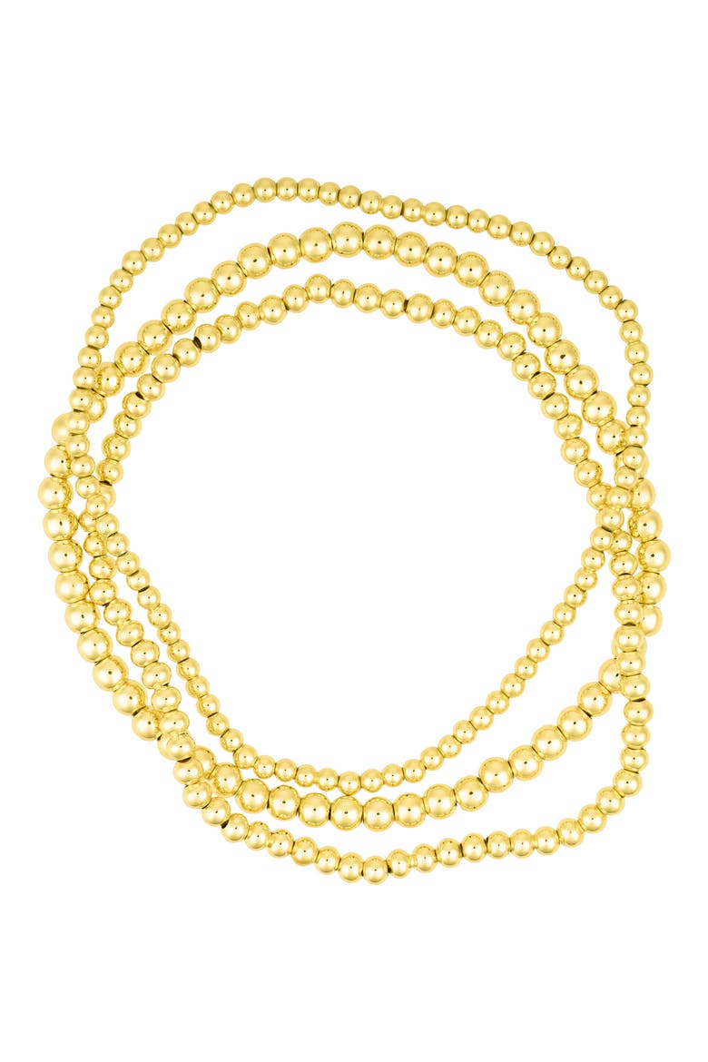 Set of 3 Stretch Ball Bracelets, Alternate, color, GOLD