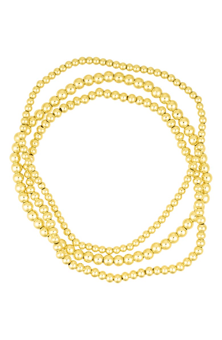 Adornia Set of 3 Stretch Ball Bracelets, Alternate, color, Gold
