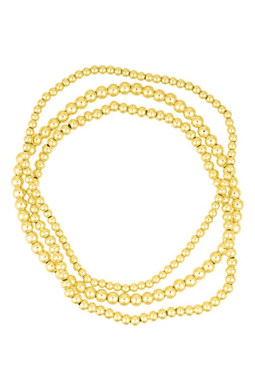 Adornia Set Of 3 Stretch Ball Bracelets In Gold