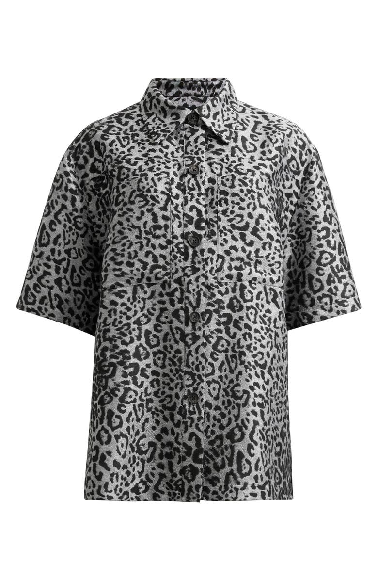 AllSaints Jemi Leopard Print Button-Up Shirt, Alternate, color, Silver Grey