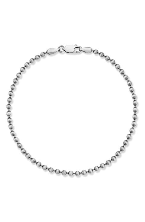 Men's Oxidized Sterling Silver Ball Chain Bracelet