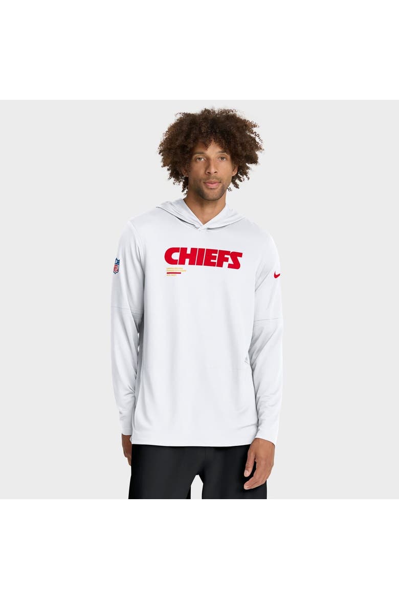 Men's Nike White Kansas City Chiefs Sideline Pure Fury Performance Long Sleeve Hoodie T-Shirt, Alternate, color, White