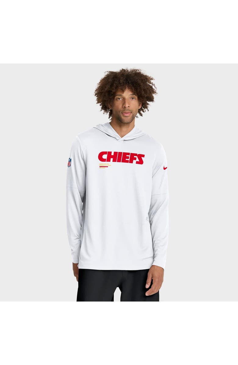 Nike Men's Nike White Kansas City Chiefs Sideline Pure Fury Performance Long Sleeve Hoodie T-Shirt, Alternate, color, White