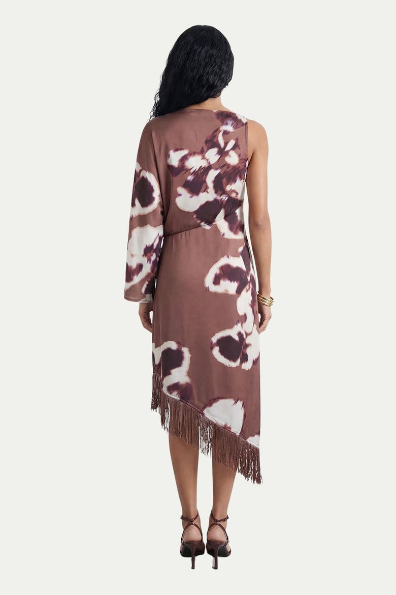 Petite One Shoulder Satin Midi Dress, Alternate, color, Floral