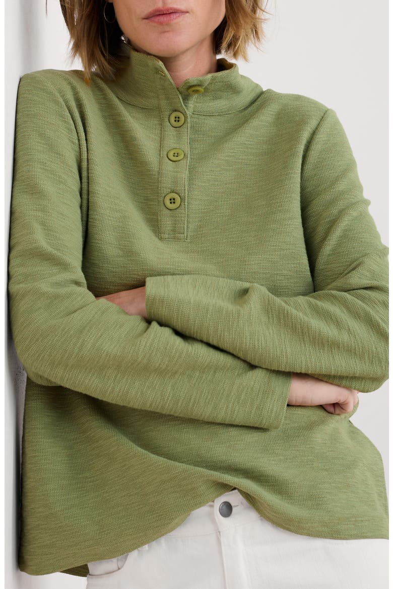 Last Boat Organic Cotton Half Placket Sweatshirt, Main, color, MOSS